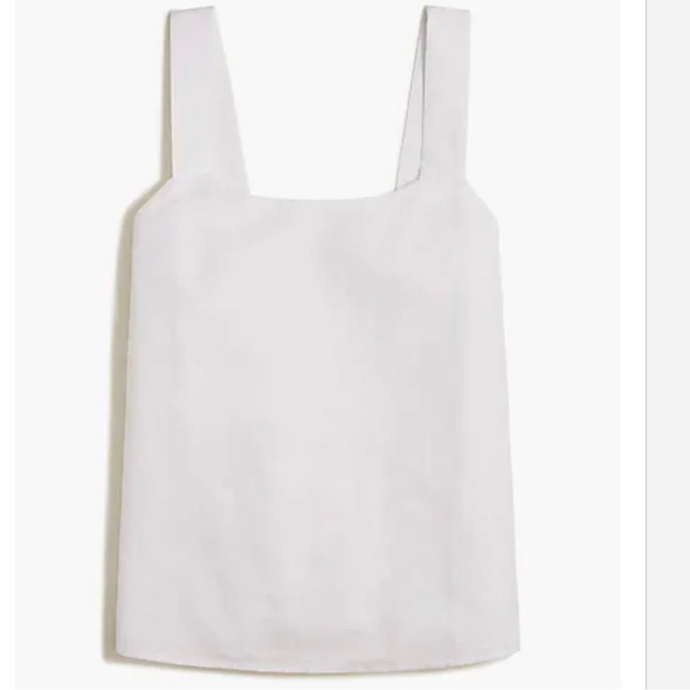 J. Crew Linen Blend White Squareneck Tank Top Sz M